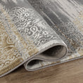 Load image into Gallery viewer, Florence Distressed Medallion Rug — Gold & Grey — detail