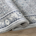 Load image into Gallery viewer, Hereke Sunburst Medallion Rug — Grey — detail