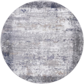 Load image into Gallery viewer, Abstract Border Echo in Blue & Grey : Round Rug