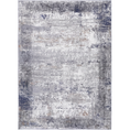 Load image into Gallery viewer, Abstract Border Echo in Blue & Grey Rug