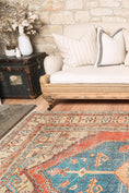 Load image into Gallery viewer, Distressed Louvre Rustic Blue Rug cropped view