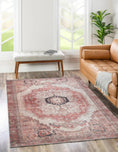 Load image into Gallery viewer, Carmine Vintage Rust Rug in living room