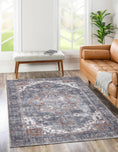 Load image into Gallery viewer, Distressed Vintage Cezanne Rabbit Gray Inca Gold Area Rug front