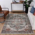 Load image into Gallery viewer, Distressed Vintage Cezanne Rabbit Gray Inca Gold Area Rug on floor