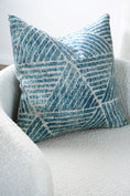 Load image into Gallery viewer, Greenport Denim Pillow on side