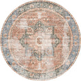 Load image into Gallery viewer, Distressed Vintage Terracotta Area in Multicolor : Round Rug