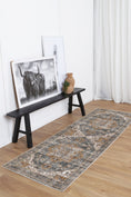 Load image into Gallery viewer, Distressed Vintage Cezanne Rabbit Gray Inca Gold Runner Rug in room