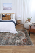 Load image into Gallery viewer, Distressed Vintage Cezanne Rabbit Gray Inca Gold Area Rug in room