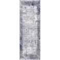 Load image into Gallery viewer, Abstract Border Echo in Blue & Grey : Runner Rug