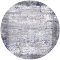 Load image into Gallery viewer, Abstract Border Echo in Blue & Grey : Round Rug