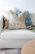 Load image into Gallery viewer, Greenport Denim Pillow on sofa