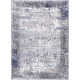 Load image into Gallery viewer, Abstract Border Echo Blue Grey Rug, Back