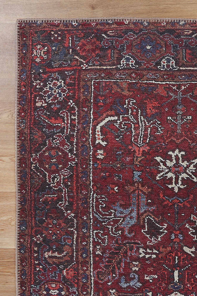Parisa Red Persian Area Rug on side in room