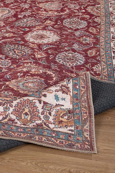 Shiraz Persian Red Area Rug on side