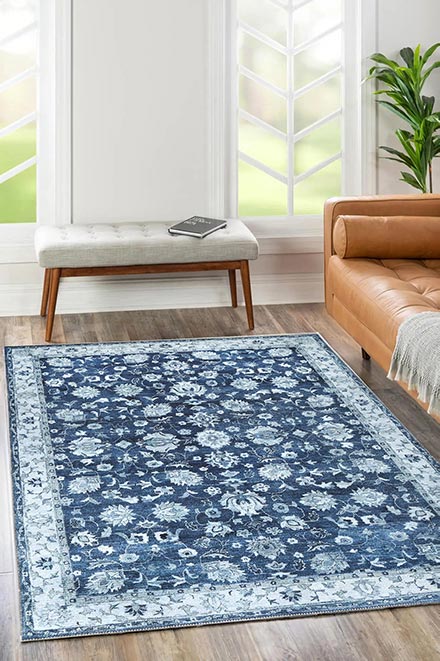 Wedgewood Blue Vintage Area Rug on a front facing