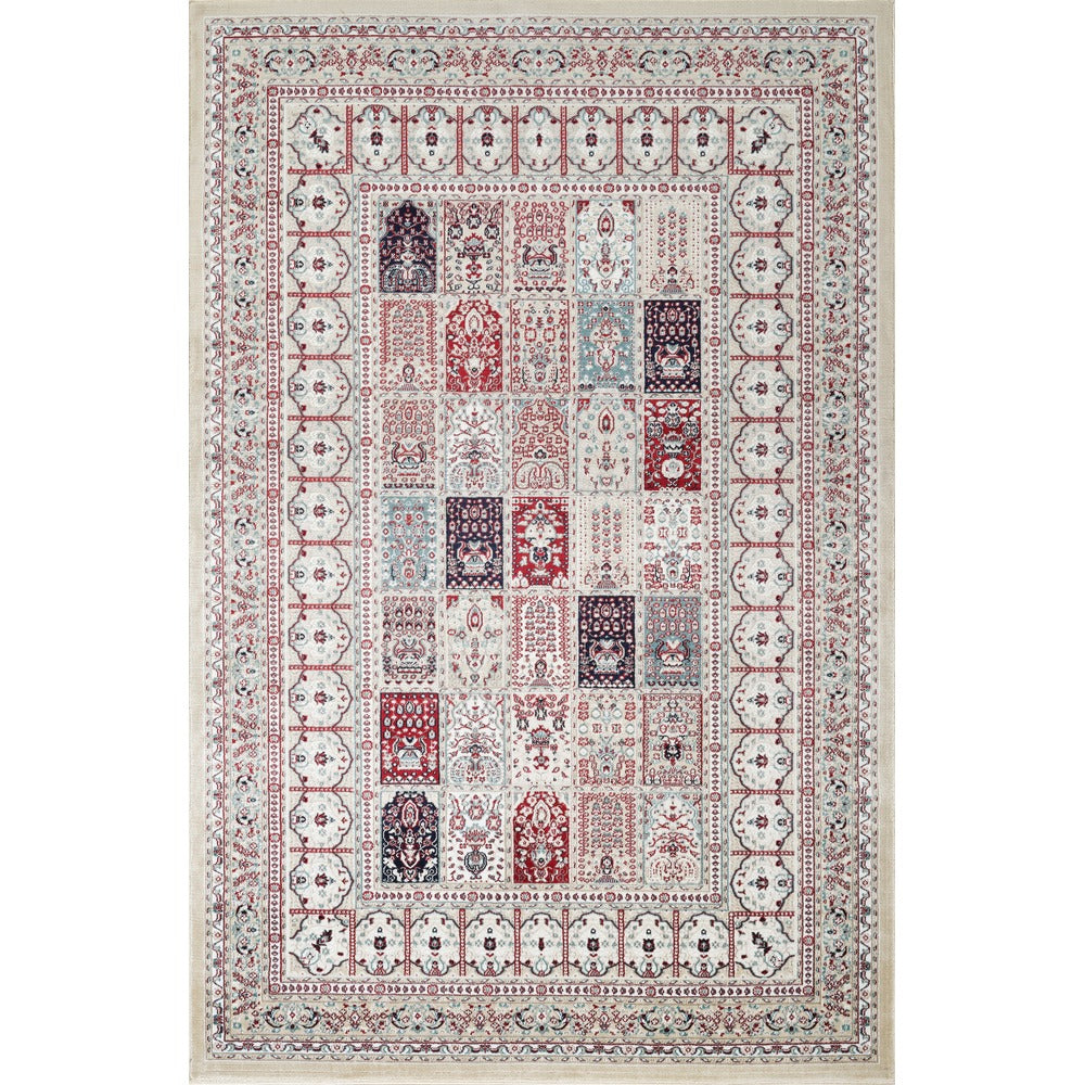 Hereke Persian Garden Panel Rug — Beige — top view