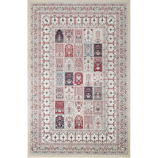 Hereke Persian Garden Panel Rug — Beige — top view