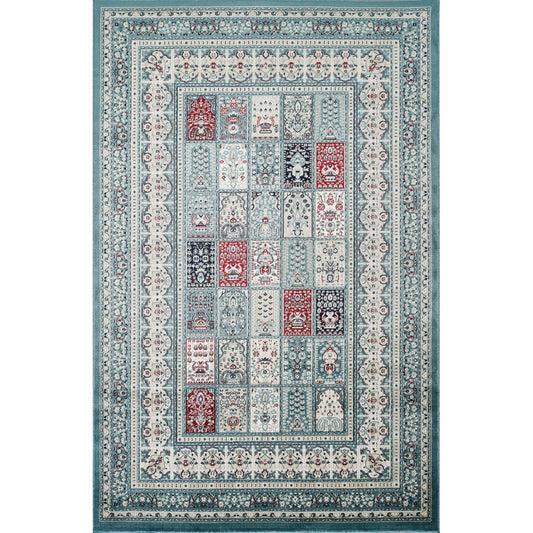 Hereke Persian Garden Panel Rug — Blue — top view