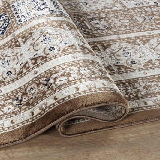 Hereke Persian Garden Panel Rug — Brown — detail