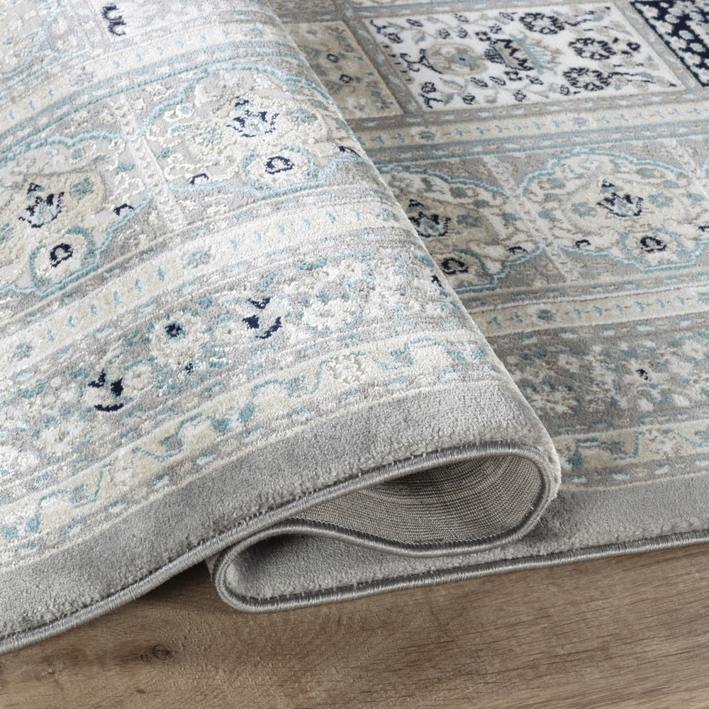 Hereke Persian Garden Panel Rug — Grey — detail