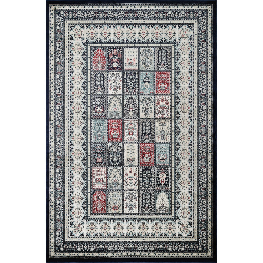Hereke Persian Garden Panel Rug — Navy — top view