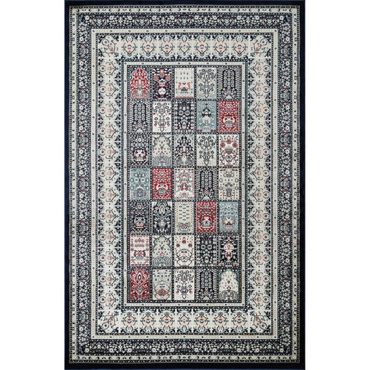 Hereke Persian Garden Panel Rug — Navy — top view