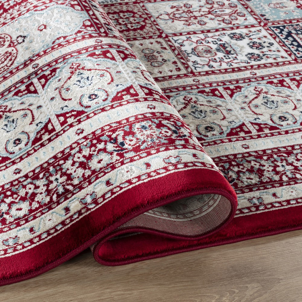Hereke Persian Garden Panel Rug — Red — detail