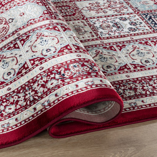 Hereke Persian Garden Panel Rug — Red — detail