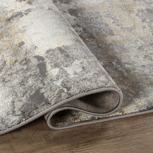 Florence Modern Abstract Rug — Gold & Grey — detail