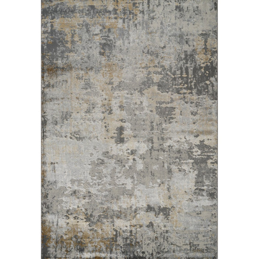 Florence Modern Abstract Rug — Gold & Grey — top view