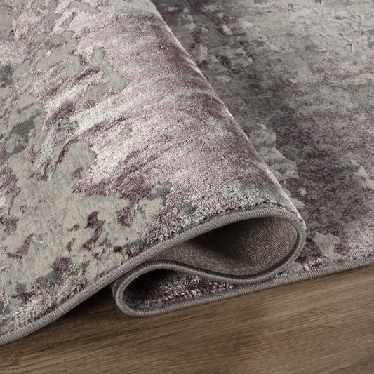 Florence Modern Abstract Rug — Lilac & Grey — detail