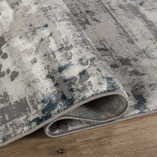 Florence Distressed Abstract Rug — Blue & Grey — detail