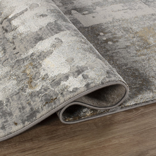 Florence Distressed Abstract Rug — Gold & Grey — detail