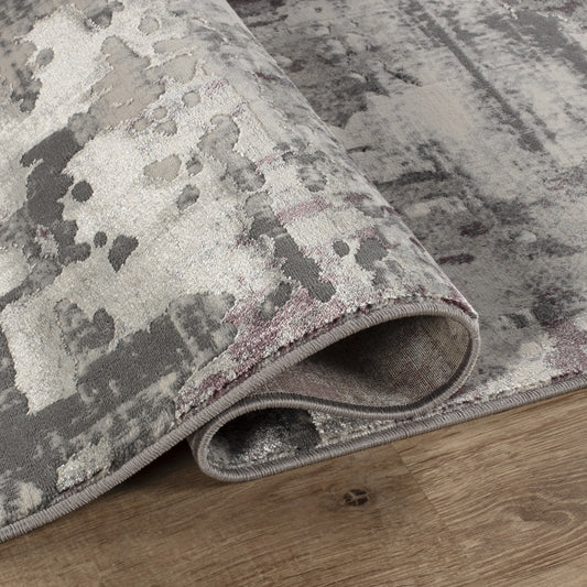 Florence Distressed Abstract Rug — Lilac & Grey — detail