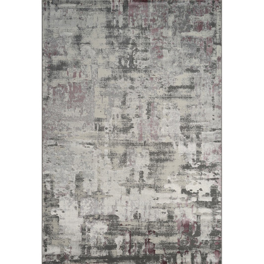Florence Distressed Abstract Rug — Lilac & Grey — top view