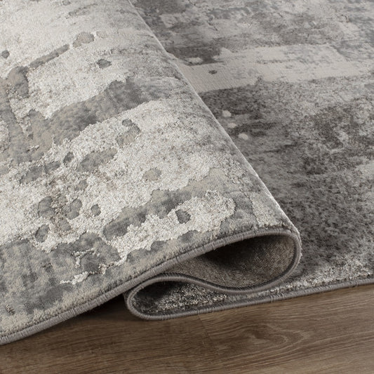 Florence Distressed Abstract Rug — Mink & Grey — detail