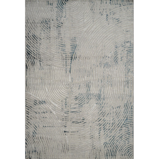 Florence Modern Curve Rug — Blue & Grey — top view