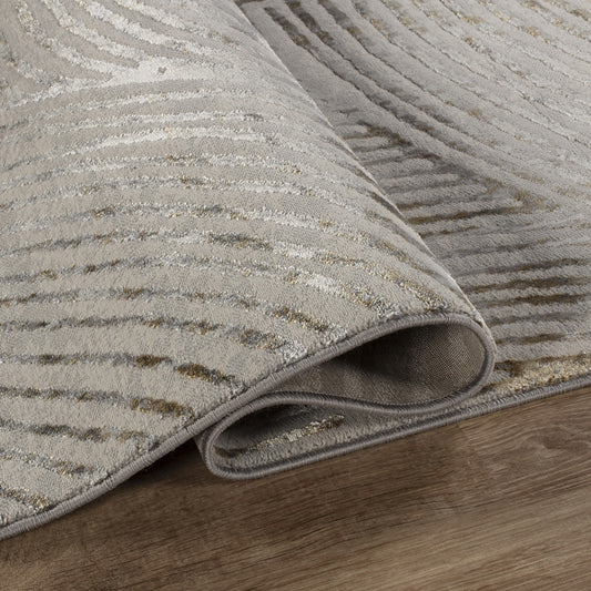 Florence Modern Curve Rug — Gold & Grey — detail