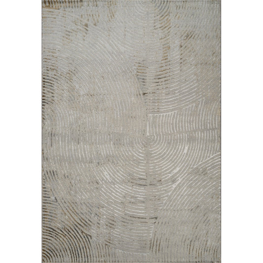 Florence Modern Curve Rug — Gold & Grey — top view