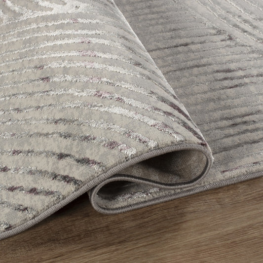 Florence Modern Curve Rug — Lilac & Grey — detail