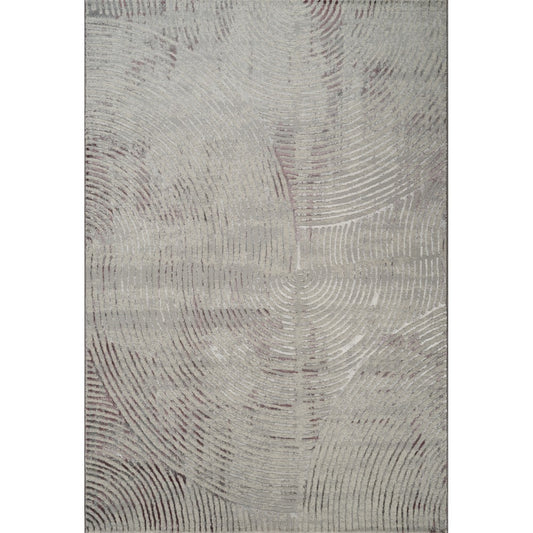 Florence Modern Curve Rug — Lilac & Grey — top view