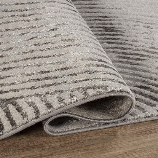 Florence Modern Curve Rug — Mink & Grey — detail