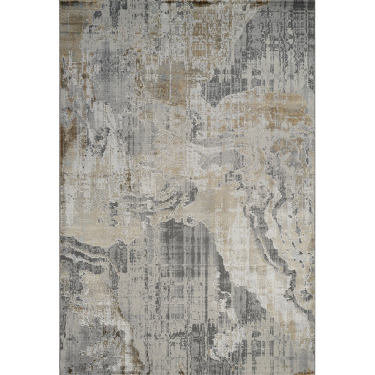 Florence Marbled Abstract Rug — Gold & Grey — top view