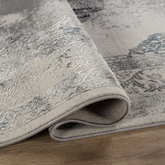 Florence Vintage Medallion Rug — Blue & Grey — detail