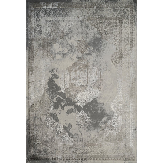 Florence Vintage Medallion Rug — Mink & Grey — top view