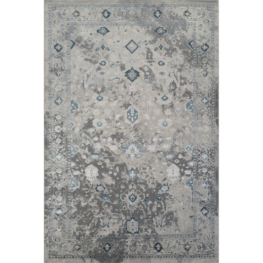 Florence Vintage Oriental Rug — Blue & Grey — top view