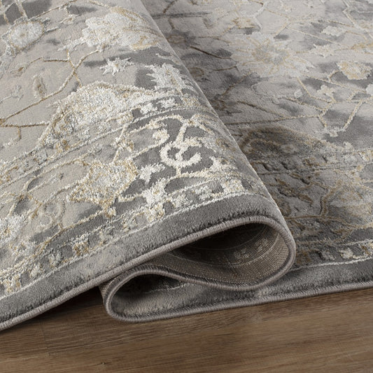 Florence Vintage Oriental Rug — Gold & Grey — detail