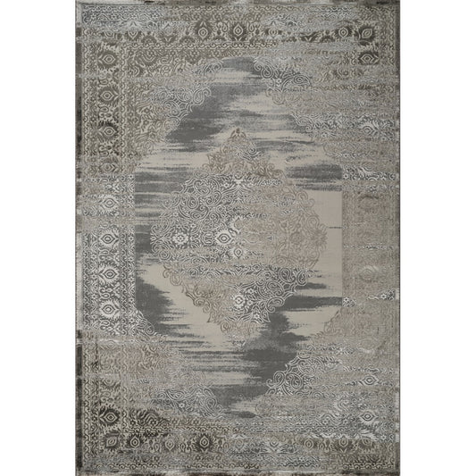 Florence Distressed Medallion Rug — Mink & Grey — top view