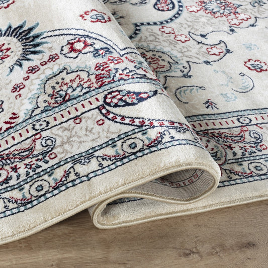 Hereke Floral Medallion Rug — Beige — detail