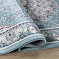 Load image into Gallery viewer, Hereke Sunburst Medallion Rug — Blue — detail
